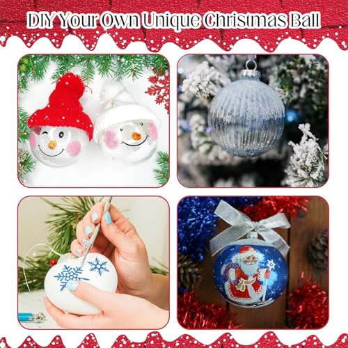 48 Pcs Christmas Fillable Ornaments Ball 3.15 Inch Clear Plastic Ornaments DIY Craft Transparent Ball for Christmas Wedding Xmas Holiday Party Tree Decor Home (Iridescent)