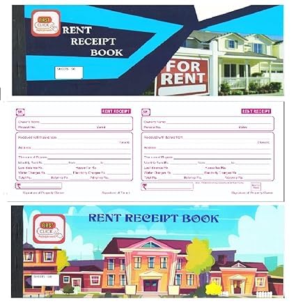 FIRST CLICK Rent Receipt Book | Rent Bill Book | No. of Sheets : 50 | Special Space for Address Writing | Consist One Main & Counter foil | Set of 1 | Size : 11 x 27cm
