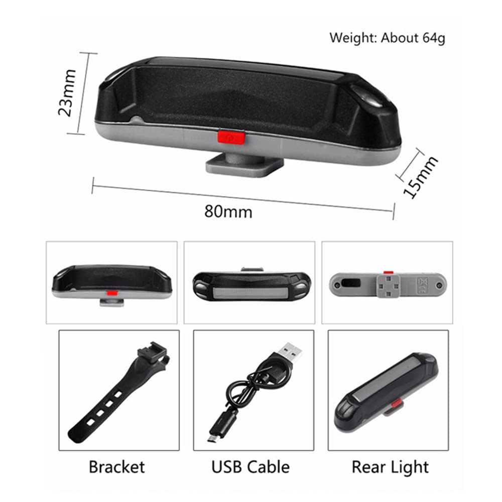 2 Pezzi Luce Posteriore per Bicicletta 200-800 mAh Luce Posteriore per Bicicletta Ricaricabile USB Luce LED Lampeggiante per Ciclismo Mountain Road Luce Posteriore da reggisella