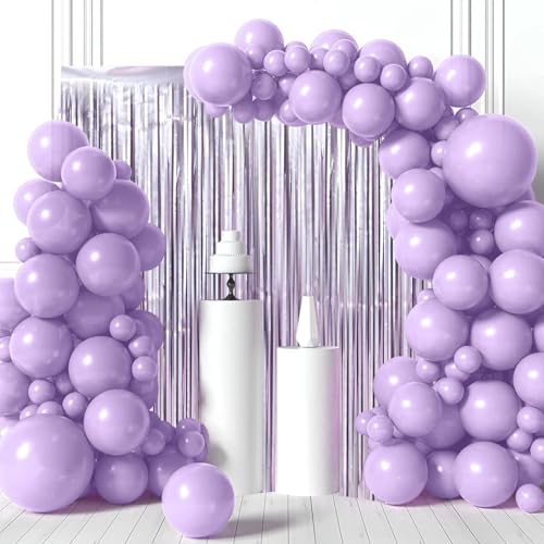 Image of Voircoloria 2 Pack Light Purple Foil Fringe Backdrop Curtains, Tinsel Streamers Party Decorations, Fringe Backdrop, Door Shimmer for Baby Shower or Birthday Party