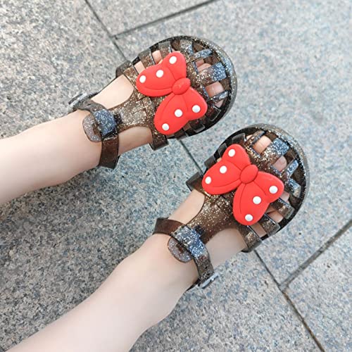 Jelly Shoes for Toddler Girls Summer Beach Retro Jellies Sandals T-Strap Slingback Little Kids Glitter White Size 9 Soft Closed Toe Princess Dress Flat4