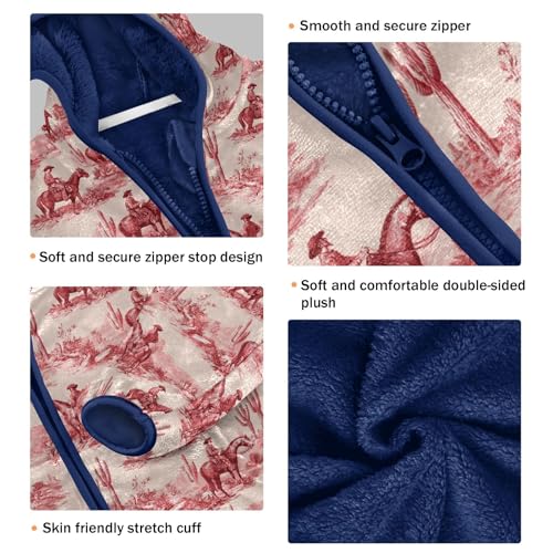 Cowboy Toddler Fleece Jacket Baby Boys Hooded Zipper Long Sleeve Thick Warm Outerwear 3-10 Years3