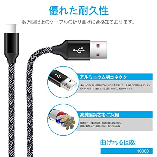 ANNIBER「アンドロイド充電器*1個+タイプC充電ケーブル*1本*0.9M」USB2ポートスマホ充電器ドコモ Type-C充電ケーブル Anniber ACアダプター 携帯充電器 コンセント 急速充電ケーブル USB電源アダプター Android スマホケーブル 軽量＆小型＆高出力+高耐久ナイロン編み＆高純度銅芯