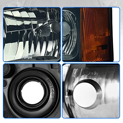 Image of DWVO Headlight Assembly Compatible with 2003-2006 Chevy Silverado Chrome