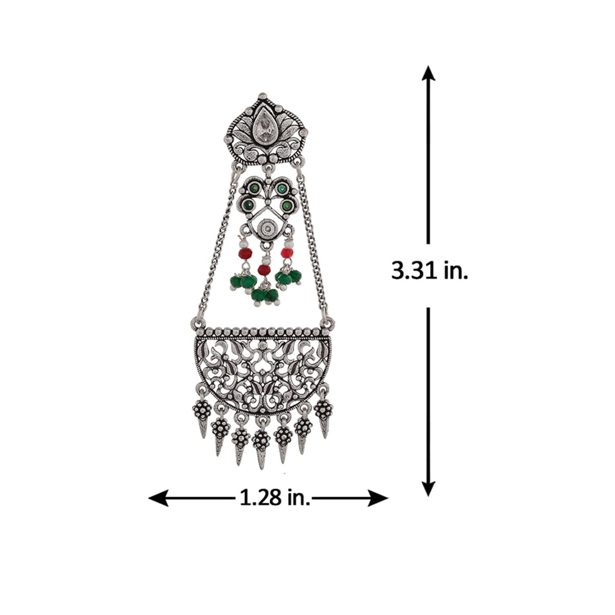 Abharan Oxidised Plated Earrings with Embellishments