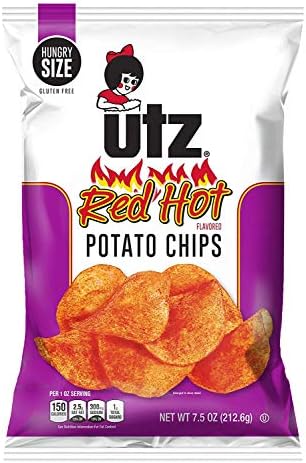 UTZ Red Hot Potato Chips 7.5 oz Bags - Pack of 7
