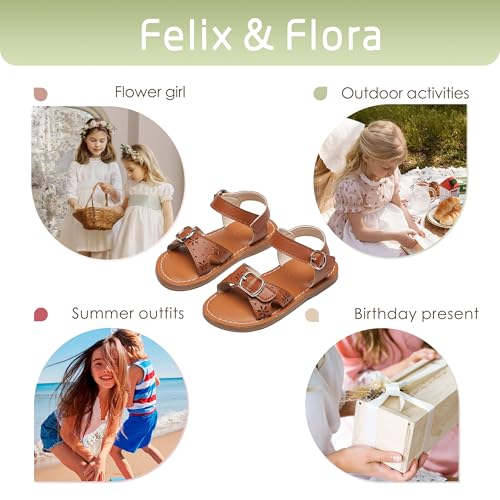 Image of Felix & Flora Toddler Girl Sandals - Flower Girl Dress Shoes Open Toe Little Kid Flats