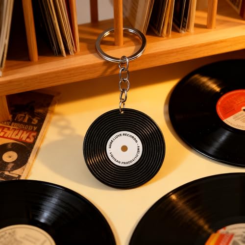 Image of Music Keychain Gifts Car Keys Backpack Charms Accessories DJ Keyrings Vinyl Record Keychain for Music Lovers