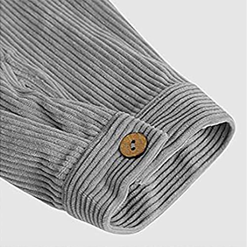 Image of utcoco Mens Corduroy Button Down Shirt Casual Relaxed-Fit Lapel Long Sleeve Jacket for Men