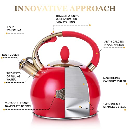 image for SUSTEAS Stove Top Whistling Tea Kettle - Food Grade Stainless Steel Te