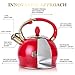 SUSTEAS Stove Top Whistling Tea Kettle - Food Grade Stainless Steel Teakettle Teapot with Cool Touch Ergonomic Handle, With 1 Silicone Pinch Mitt Included, 2.64 Quart(RED)