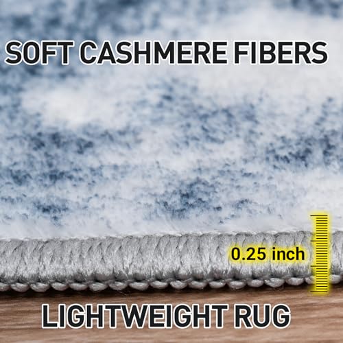 10x14 Area Rugs Washable Rug: Modern Abstract Living Room Rug Soft Anti-Skid Thin Carpet Indoor Floor Non-Shedding Carpets for Bedroom Dining Room Farmhouse Nursery Home Office Blue White