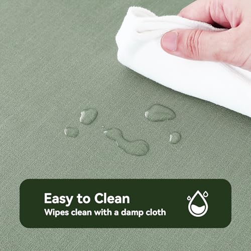 Image of Romanstile Waterproof Vinyl Tablecloth Rectangle, 54 x 78 Inch, Grey Green | 100% Oil Spill Proof PVC Plastic Table Cloth, Stain Resistant Wipe Clean Table Cover for Kitchen Dining Indoor Outoor Party