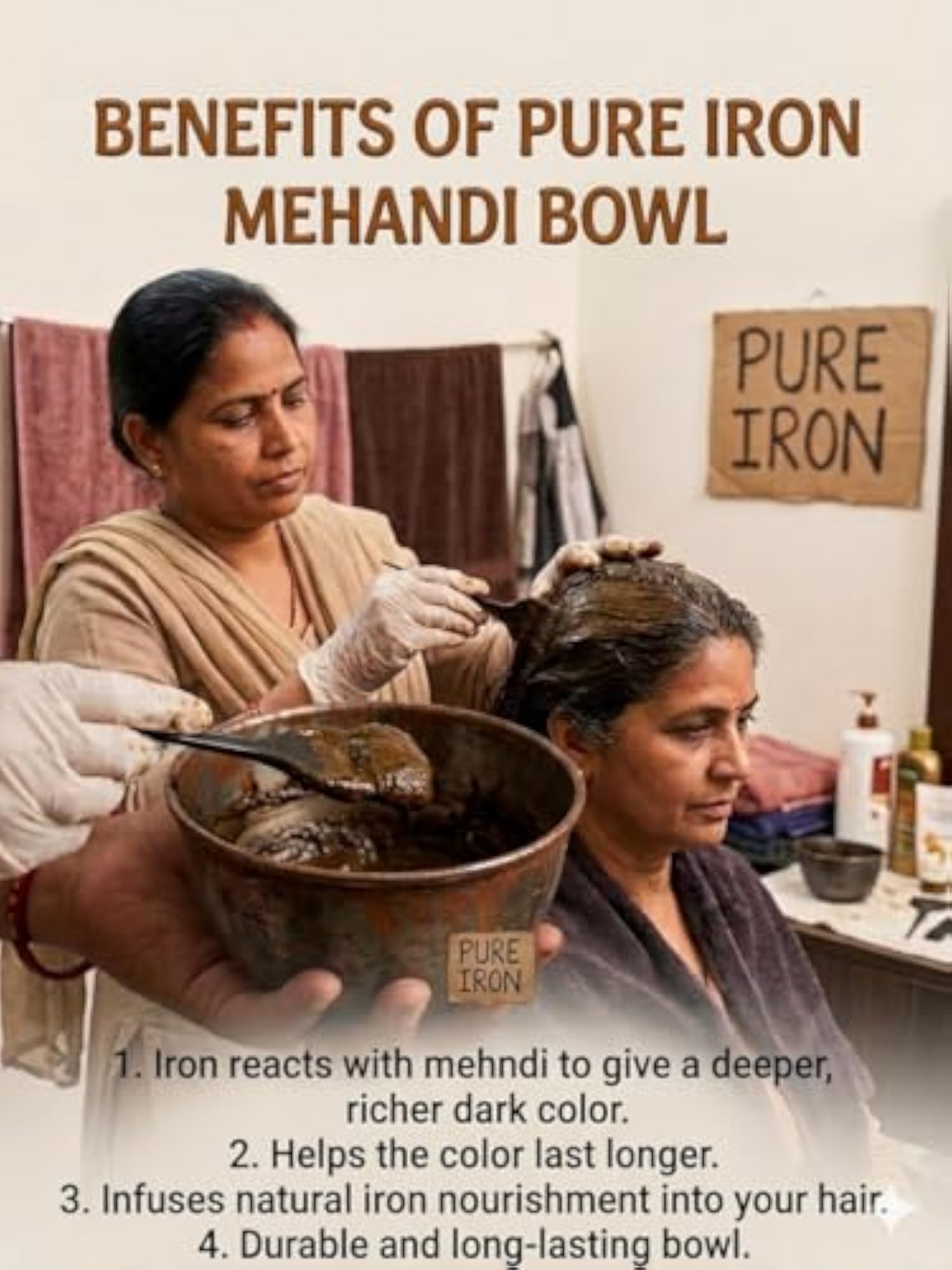 Heavy Duty Iron Mehendi Mixing Bowl for Henna & Hair Color