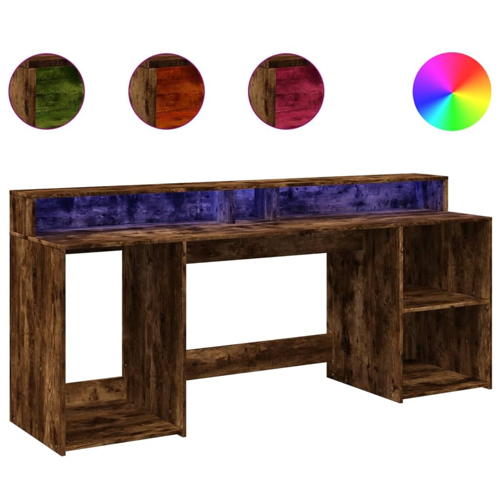 Homgoday Scrivania a LED per computer, ufficio, ufficio, ufficio, soggiorno, studio, incenso, 200 x 55 x 91 cm, materiale in legno