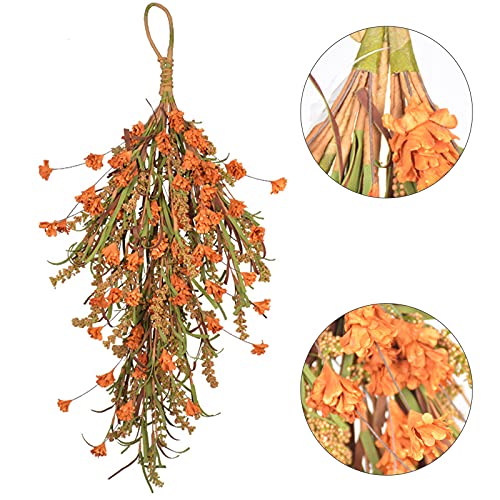 Oeey 2 Pcs Flower Swag Wreath For Harvest Thanksgiving, Artificial Floral Swag Wreath Garden Flower Teardrop Hanging Ornament For Door Entryway Wedding Arch Party Decor #TOP6