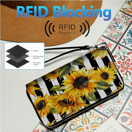 Image of Womens Wallet PU Leather Wristlet Wallets for Women, Large Capacity Lady Fashion Wallet Card Holder Zipper Wallet
