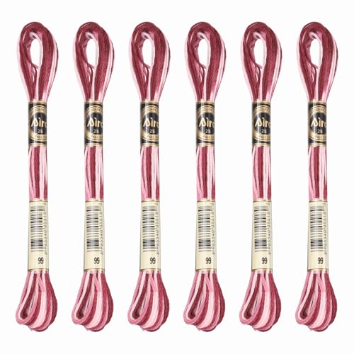 Image of PATIKIL 6 Skeins Embroidery Floss, Polyester Embroidery Threads Bracelets String for Cross-Stitch Hand Embroidery, Red Pink