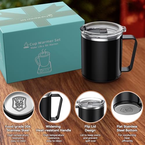 Image of Coffee Mug Warmer & Mug Set for Desk, Electric Coffee Cup Warmer with 16oz Heated Mug, Temperature Control Smart Coffee Heater with Auto Shut Off & 9 Temp Settings, Gifts for Men Women, Black