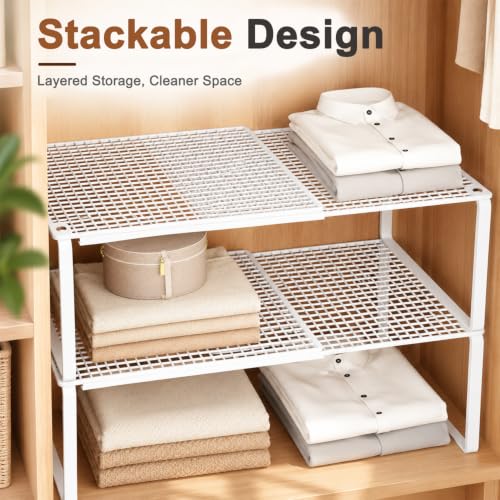 Image of HASTHIP Extendable Wardrobe Partition 2 Tier Metal Cabinet Storage Rack