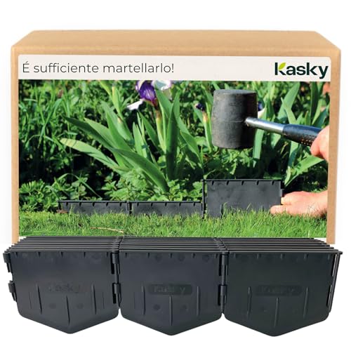 Bordura per Giardino Facile da Montare - È Sufficiente Martellarlo, Nessuna Trincea da Scavare - Bordatura per Aiuola Molto Stabile e Flessibile - Bordo in Plastica Riciclata - 26,7 m