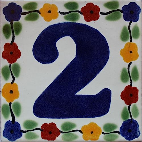 2 pcs Bouquet Talavera Tile Number Two