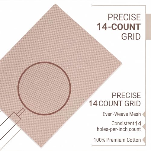Image of Essentials By Leisure Arts Aida Cloth 18 Count, 15 inchx18 inch, Taupe Cotton Cross Stitch Fabric, 12 pc, Even-Weave Mesh for Embroidery, Needlepoint & Needlework Projects