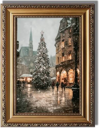KBKBART Vintage Gold Framed Wall Art, Christmas Tree Wall Decor 12x16in