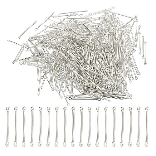 PATIKIL Barra Enlaces para Joyas Fabricación, 400uds 25mm/0,98' Palo Tira Aretes Conectores 2 Agujero para Pendiente Collar Pulsera Bricolaje, Plata