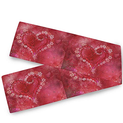 Romantic Red Hearts Love Table Runner 13x90 Inches Double Sided Mother's Valentine's Day