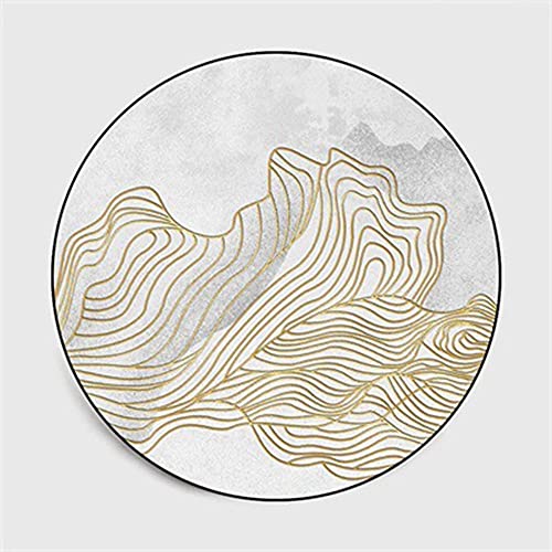 Alfombra redonda abstracta de oro blanca para decorar salas de estar 5