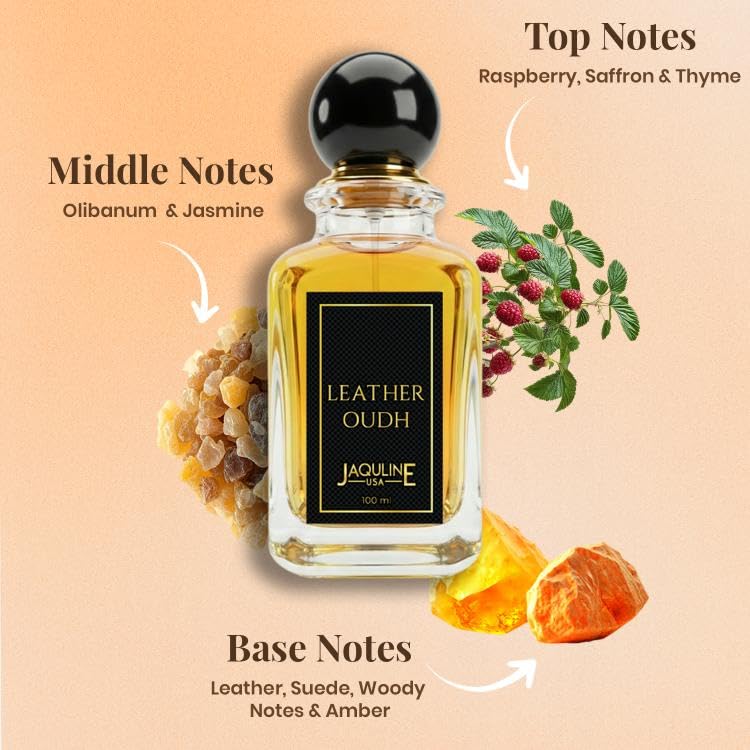 Image of JAQULINE USA Oudh Leather Perfume Premium Long Lasting EDP with Leather, Woody Notes & Amber - 100ml