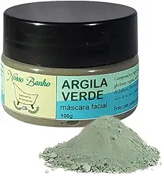 Máscara Facial Argila Verde Vegana Limpeza Profunda Redução Acnes e Cravos