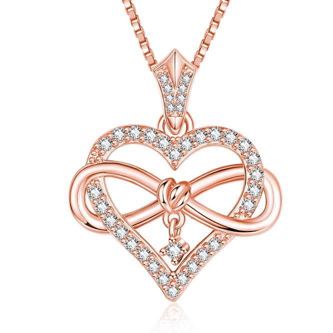 Heart Necklaces for Women Mom,Birthday Gifts for Wife Girlfriend,14K Gold /18K Rose Gold Infinity Necklace Womens Jewelry with Birthstone Pendant Necklaces