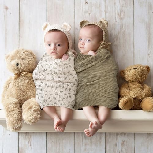 Image of lulumoon Baby Muslin Swaddle Blankets: Soft Receiving Blanket for Newborn - Cotton Swaddling Blanket for Neutral 2Pack(Leaf Autumn)