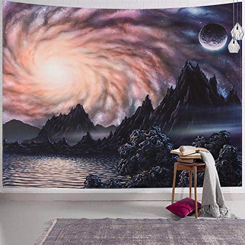 SENYYI Galaxy Tapestry Wall Hanging Mountain Tapestry Night Sky and Shining Stars Tapestry