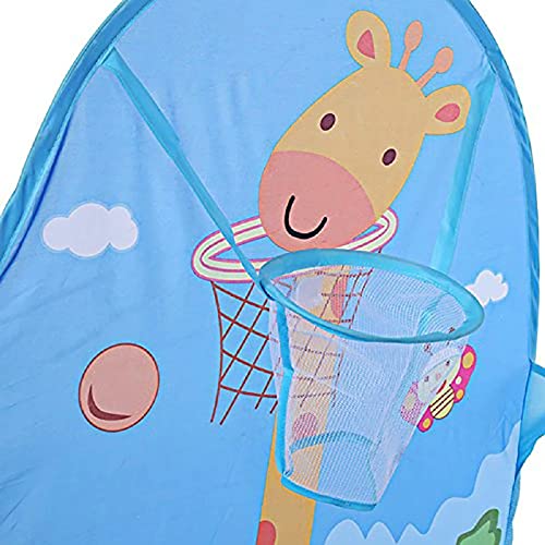 Image of BabyGo Kids Activity Basketball Giraffe Ball Pool for Kids, Play Tent House for 3+ Year Old Girls and Boys, Ball Pit for Kid, Spacious, Lightweight, Portable & Easy to Set Up (Blue) (No Balls)