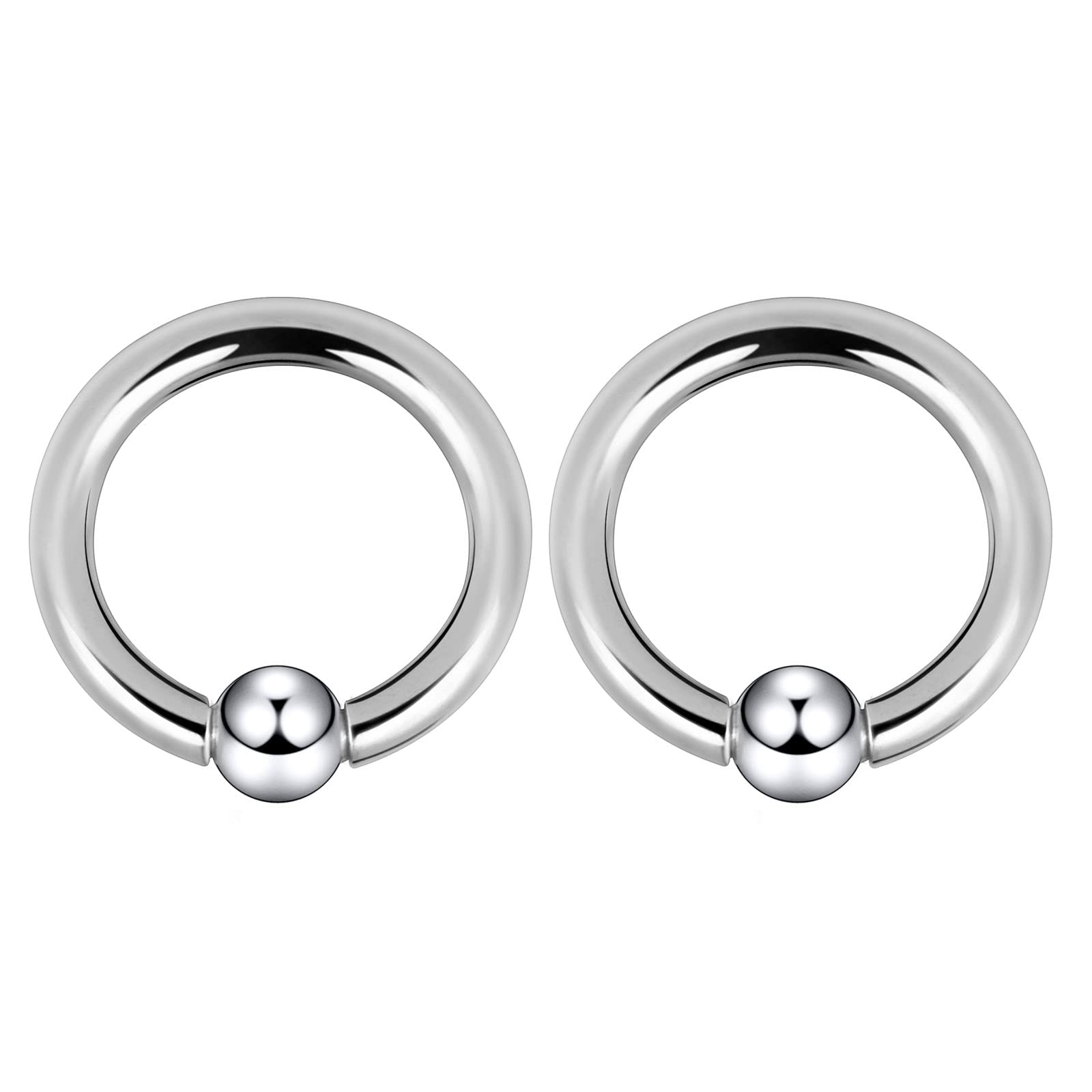 2 PCS 316 Stainless Steel Piercing Hoop Captive Bead Rings Tragus Ear Tunnels Hanger Weight Gauges Body Jewelry 12G-00G