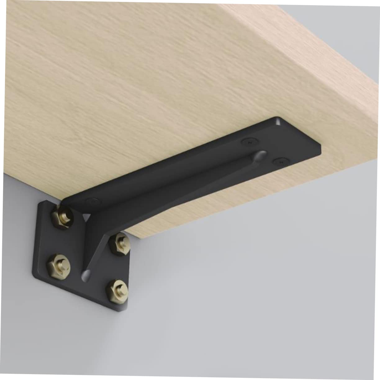 Tofficu 2 Soportes Angulares para Estante de Pared, Acero Laminado en Frío Negro, Estructura Triangular de 90°, Adecuado para Cocina y Taller