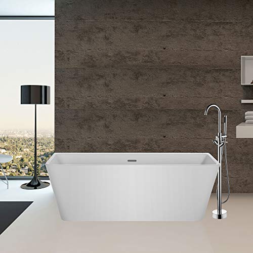 Empava 67" Bathtub Acrylic Spa Tub By Empava – Back To Wall Bathtubs With Custom Contemporary Design, White, #TOP2