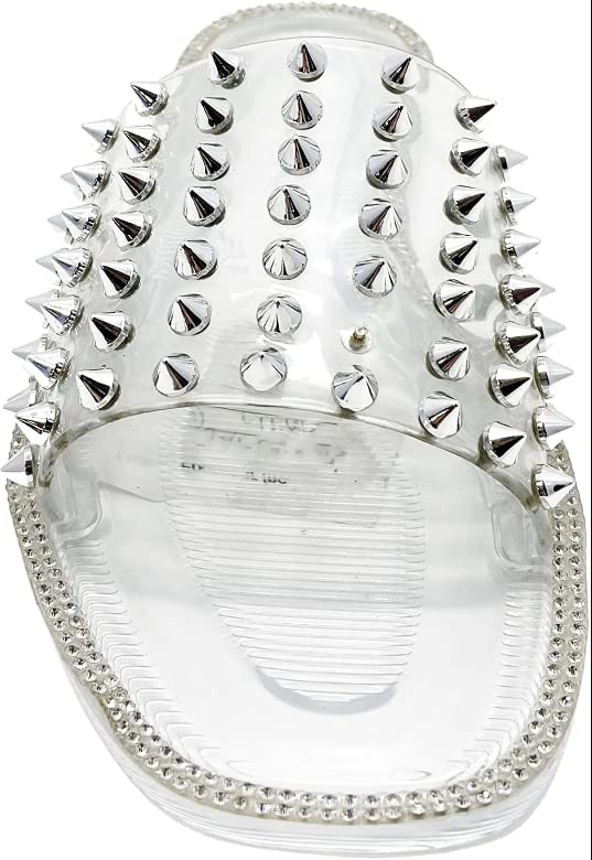 Wild Diva Lounge Women's One Band Jelly Rhinestone Slide Sandals3