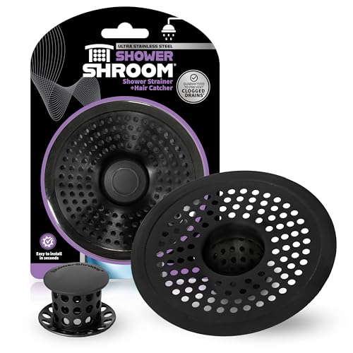 ShowerShroom Ultra Matte Black Hair Catcher Stainless Steel Drain Protector Fits All Shower Drains