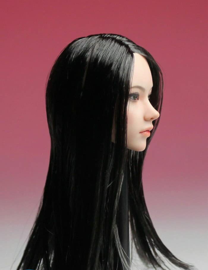 1/6 アジア人女性ヘッドC（Black Long Staight Hair） Amazon.com: 1/6 Scale Female Head Sculpt, Asian Girl Black Hair