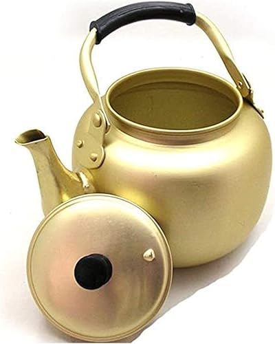 Miniatura 3 de Signim Hervidor de agua amarillo de aluminio chapado en níquel, de 1 litro (33.8 onzas), juego de 4 cuencos para vino de arroz crudo coreano