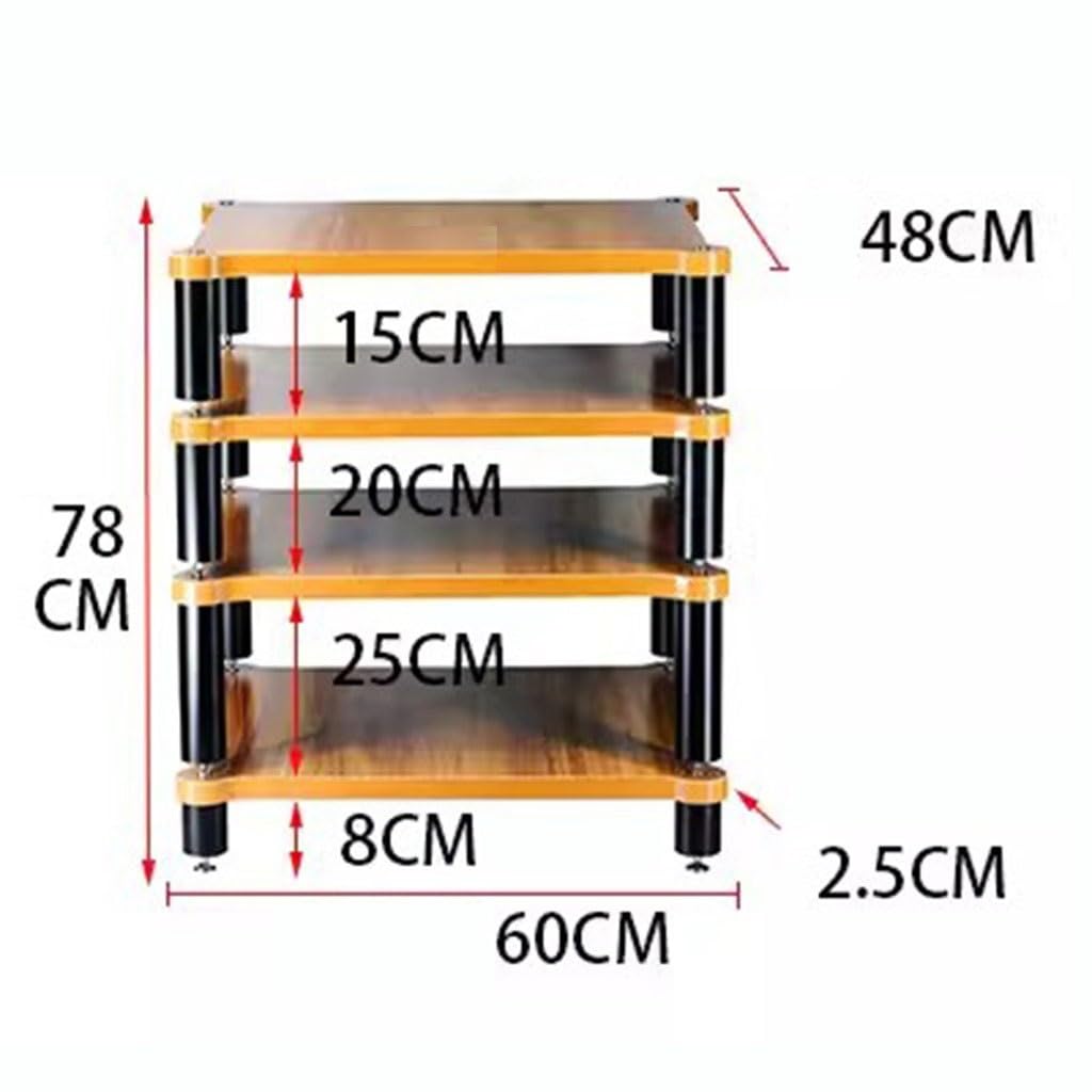 Estante de Audio y Video de 4 Niveles para Equipos de Alta fidelidad, Soporte para Tocadiscos, gabinete para Dispositivos de Alta fidelidad, Soporte de Madera Maciza para Audio y Video (negr