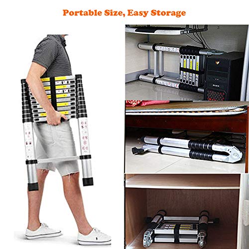 Aluminum Telescoping Extension Ladder Telescopic Ladder Multi Purpose Ladder, 330 Pound Capacity (8.5 Feet)