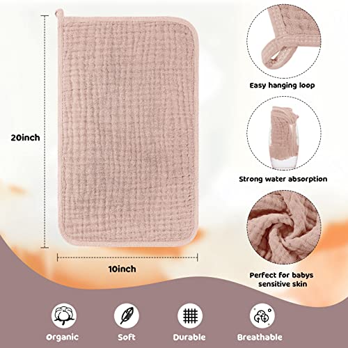 Image of Tallew 8 Pack Muslin Burp Cloths and Baby Bibs for Boy Girl 20 inch x 10 inch Cotton Baby Bandana Drool Bibs Muslin Burp Cloths Absorbent Rag for Newborn Toddler Infant Gifts(Elegant Color)