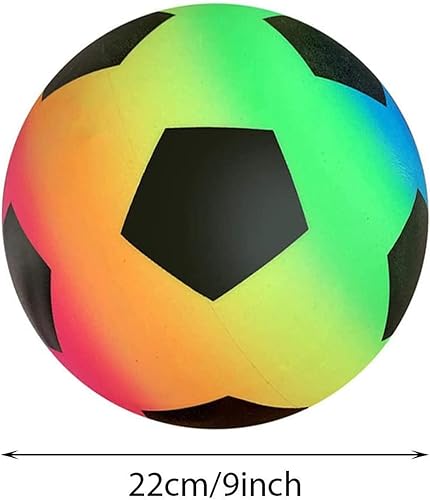 Miniatura 2 de WYNOTT Pelota de fútbol inflable para playa, pelota de fútbol de arco iris animada, pelota de fútbol de color neón para playa, uso en interiores y