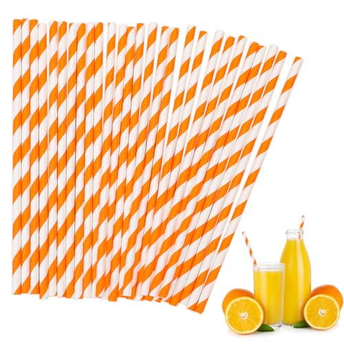 Pitillos de papel naranja, pack 100 unidades 19.6 cm miniatura 1