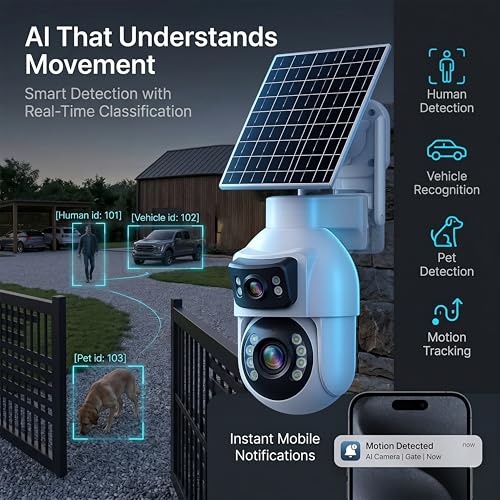 Image of Golens V68H 4G Solar Security Camera with Dual Lens (2MP+2MP), 10X Optical Zoom, AI Human Tracking, Two-Way Audio, Full Color Night Vision, 16000mAh Battery, TF Card Support (Up to 256GB)